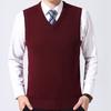 Chaleco de Lana Tejido de Invierno Casual para Hombre de Color Sólido con Cuello en V sin Mangas Talla Grande