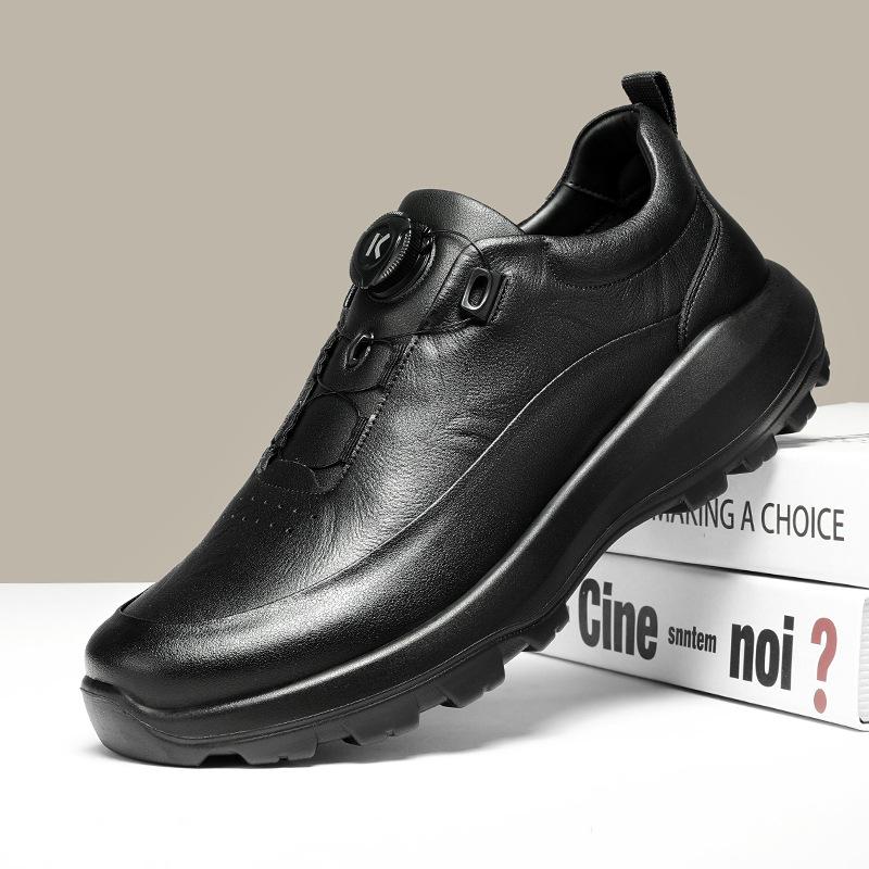 Men's button foam sole leather shoes high-end rotating button Neilio size standard fashion soft sole