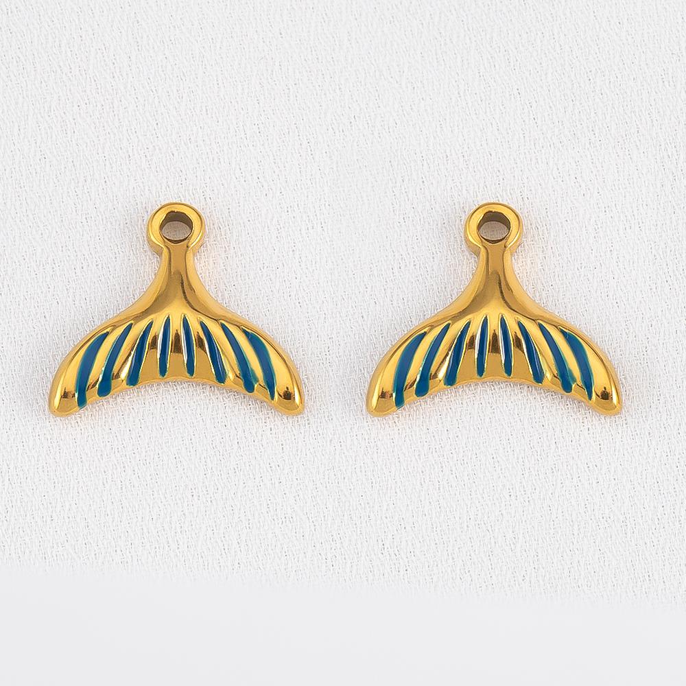 

2pcs 304 Stainless Steel Enamel Fish Tail Pendant Gold Color Charm DY Fashion Necklace Earring Jewelry Making Keychain Component
