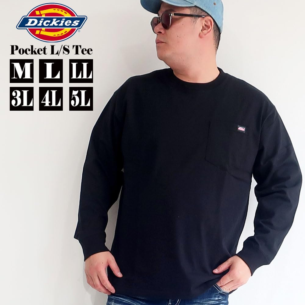 Men's Plus Size Dickies T-Shirt, Long Sleeve, 100% Cotton, Chest Pocket, Sizes M, L, XL, 3L, 4L, 5L, 10001506 (3L, White)
