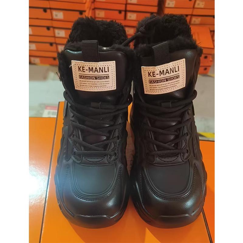 2025 Winter Genuine Leather Shoes Women Snow Boots Warm Plush Cold Winter Shoes Height Increasing 8cm Fashion Brand Ladies Ankle Boots