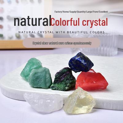 Natural Seven-Color Crystal Wealth-Attracting Raw Stone Set: Unpolished Gemstone Collection & Crushed Stone Gift