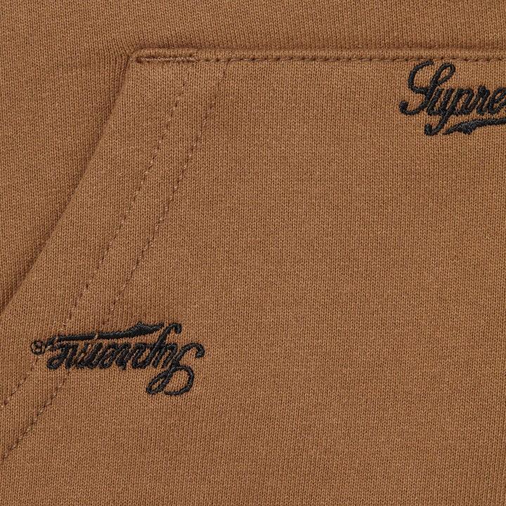 Supreme Repeat Script Zip Up Hooded Sweatshirt Dark Khaki