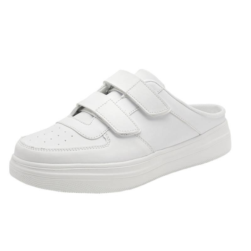 Men's half slippers pure white slippers men's fashion white shoes bag head board shoes