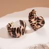 Maillard Retro Leopard Print Geometric Round Earrings Light Luxury High-end Stud Earrings Autumn and Winter Niche Temperament Earrings