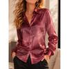 Damen Satin Floral Print Hemd Langarm Button-Down Bluse Elegantes Büro Dame Lässiges Lockeres Oberteil Frühling Herbst Modebekleidung