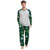 Men's Printed Round Neck Top Casual Comfortable Long-Sleeved Pants Pajama Set