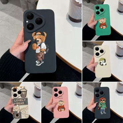 For Huawei Pura 80 Pro Nova 4E 5T Y70 Y72 6 7 8 9 SE Y61 Y90 Lovely Bear Phone Case Liquid Silicone Shockproof Protection Soft Covers For Huawei Shell