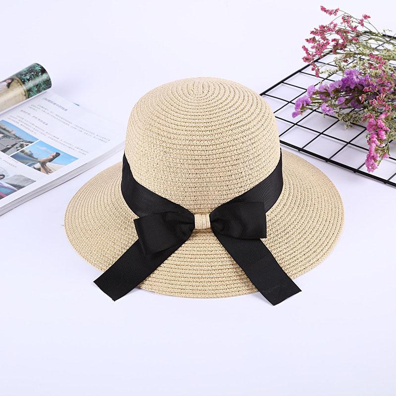 new summer sun cap women straw hat with bow visor fashion hat