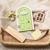 Simulation Balcony Wooden Fairy Elf Door Set Mini Craft Ornaments Fairy Door Fairytale-Style Room Wall Decor Dollhouse Elf Door