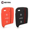 KEEYOU Car-styling Silicone Car Key Cover Case For Volkswagen VW Golf 7 Mk7 Skoda Octavia A7 for Leon Ibiza Fob 3 Buttons
