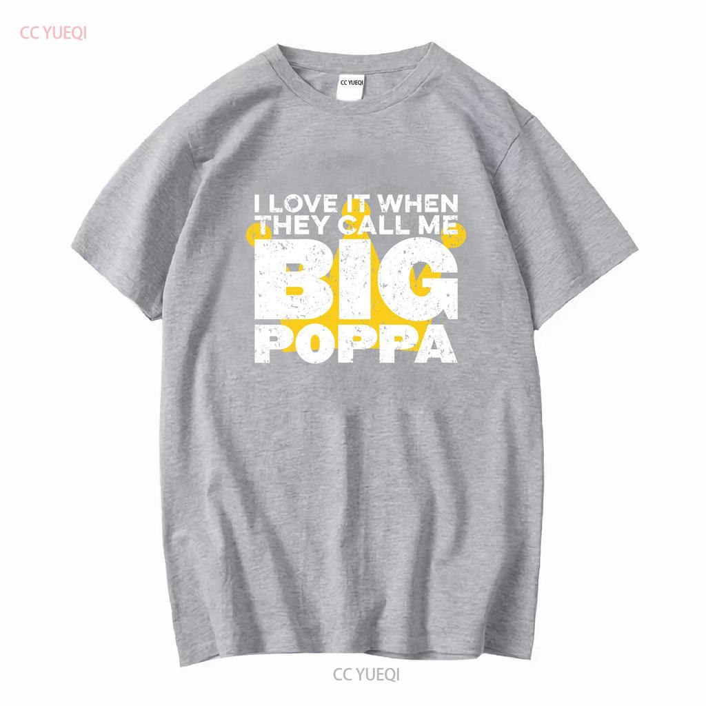 KOCHAM TO, KIEDY Nazywają mnie Big Poppa Korona Hip Hop Czarny T-shirt vintage Spłowiały moda Stylowy Lekko Rozciągliwy