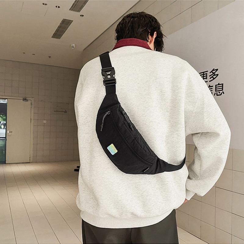 Casual Messenger Bag Fashionable Solid Color Nylon Messenger Fanny Pack Large Capacity Men's and Women's Shoulder Bag Daily Breast Bag Women's