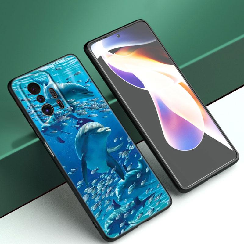 Ocean Golphin Dance Skaczące Etui na Telefon Dla Xiaomi Mi A2 8 9 SE Note 10 10T 11 12 Lite 9T 11T 12S 12T Pro A3 6X 12X Czarne Etui
