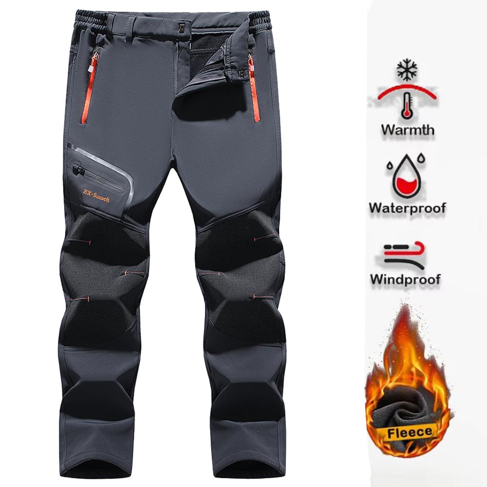 Snow Pants Hiking Camping for Men Warm Winter High Quality Walking Male Waterproof Skiing Trekking Trousers Urban Cargo Outdoor Plush