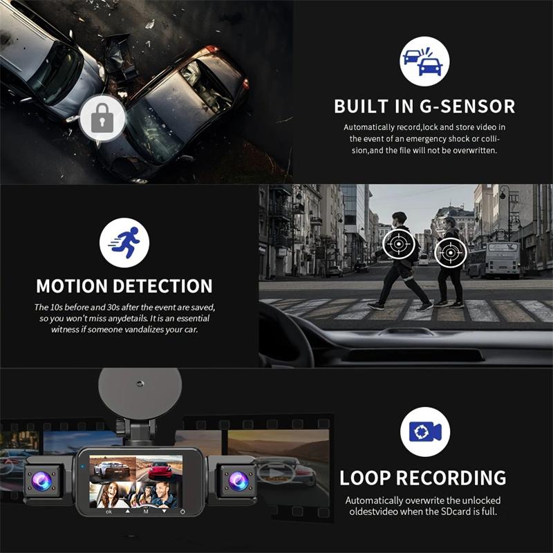 Car Driving Recorder 4 Channels Wifi GPS 1080P Front Left And Rear Night Vision Cycle Camera 24-Hour Parking Monitor