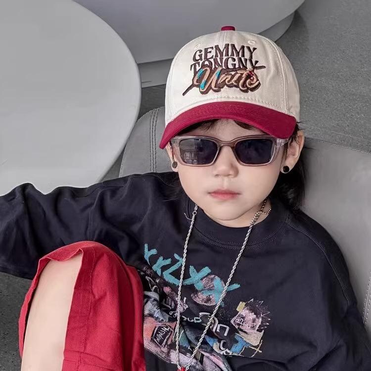 College Style Retro Color Block Baby Hat Children Baseball Hat Fashionable Outfit Boys and Girls Versatile Sun Protection Baseball Hat