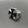 Vintage Silver Color Male Stainless Steel Rings Armor Shield Knight Templar Crusader Cross Medieval Signet Retro for Men