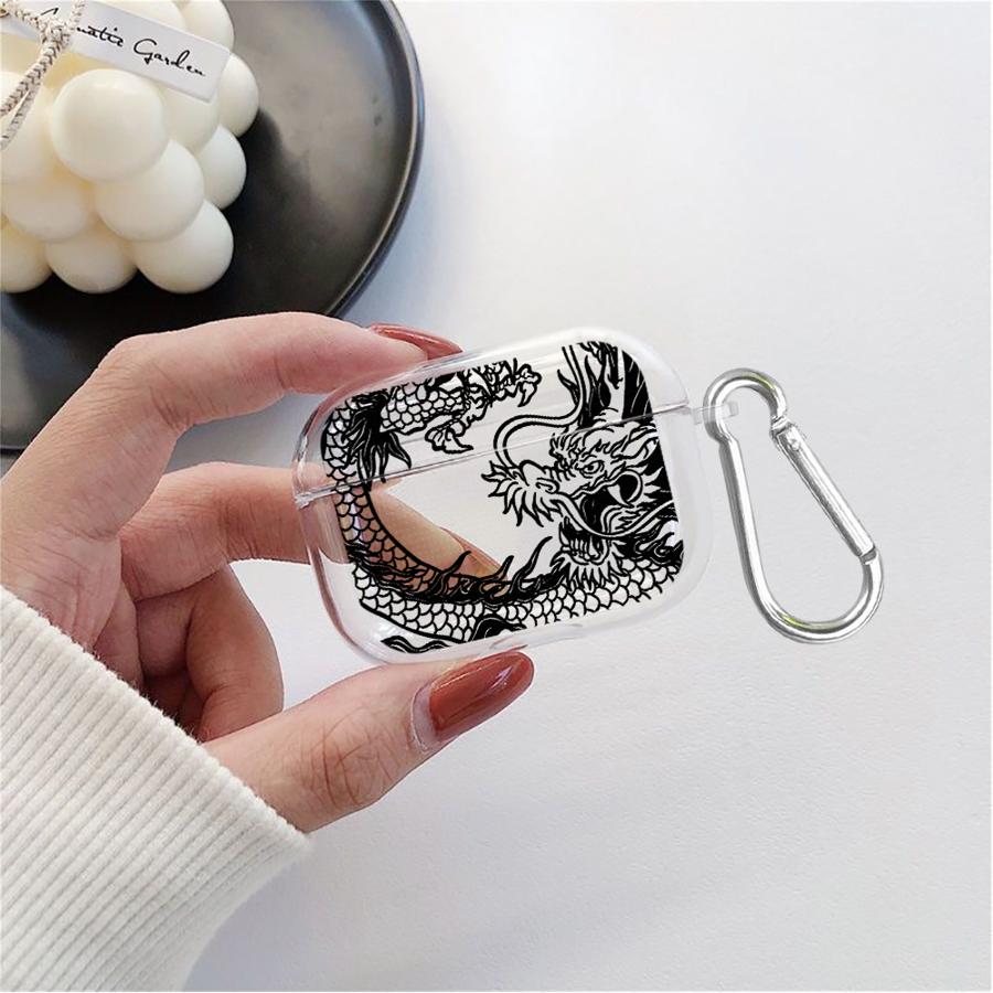 Clear Earphone Cases Cover Case For Airpods 1 Pro3 2 4 Pro2 Pro 3 Hollow Tiger Dragon