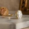 Oval Cubic Zirconia Engagement Ring with Marquise Side Stones – 925 Sterling Silver Yellow Gold Plated Solitaire Bridal Wedding Jewelry Gift for Her