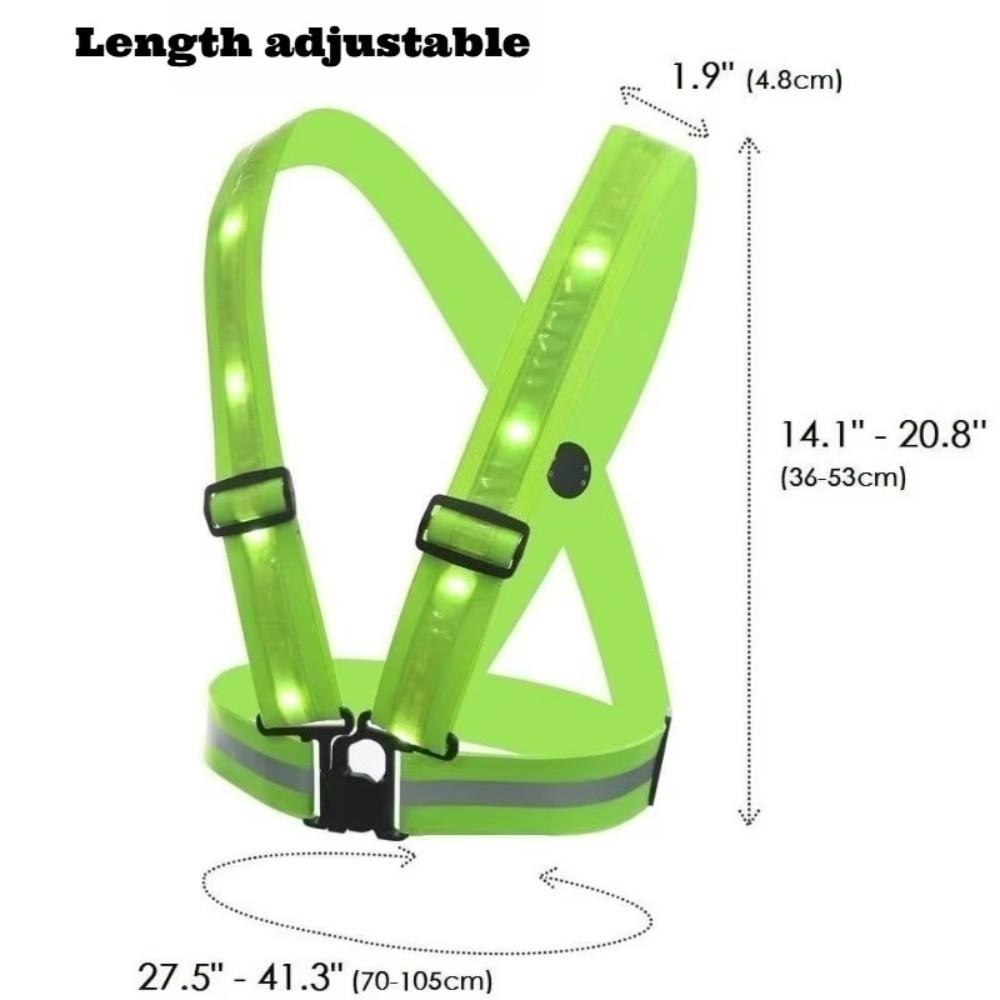 Gilet de Sécurité LED Lumière Verte USB Rechargeable Gilet d'Avertissement pour Vélo Équipement de Cyclisme