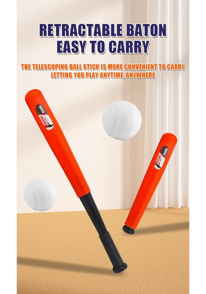 Children's Baseball Toy Set with Pedal Launcher and Telescopic Bat for Indoor/Outdoor Parent-Child Sports
