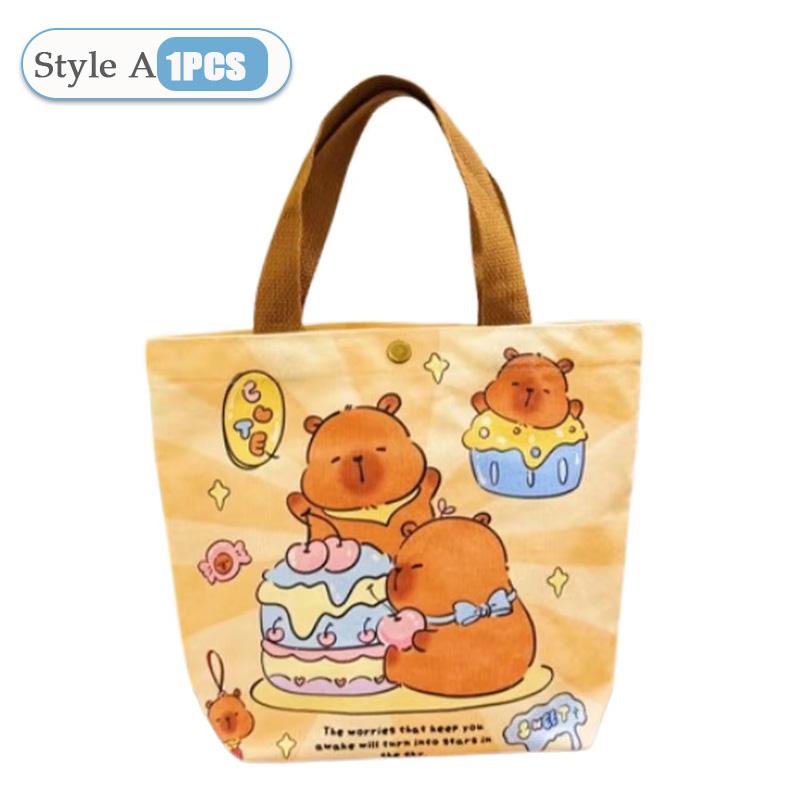 1-20PCS Cartoon Canvas Bag Novelty Tote Bag Kapibara Inner Daily Large Capacity Shoulder Bag Cartoon Capybara Kawaii Hand Bags