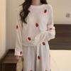 Women Winter Coral Velvet Pajamas Lovely Strawberry Velvet Thickened Warm Flannel 2025 New Homewear Set