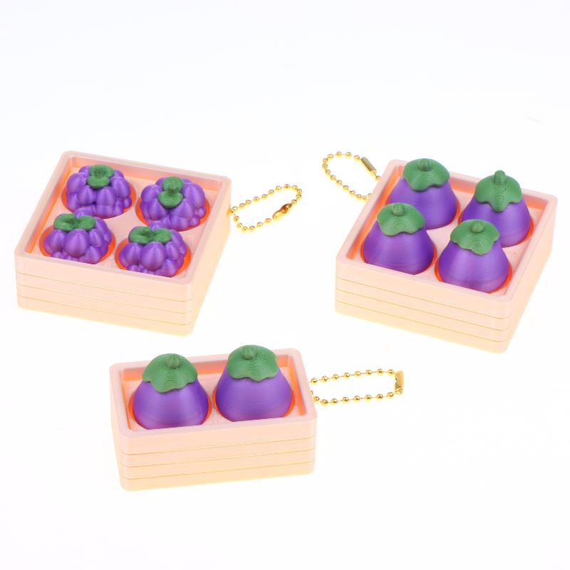 Creative Cute Fruit 2/4-Square Button Keychain Kids Portable Stress Relief Toy Charm Couple Bag Ornament