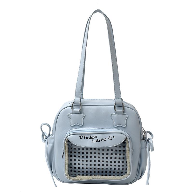 

2025 новая японская милая двухмерная прозрачная сумка-итэйн, модная универсальная зарубежная высококлассная дорожная сумка через плечо для женщин синий