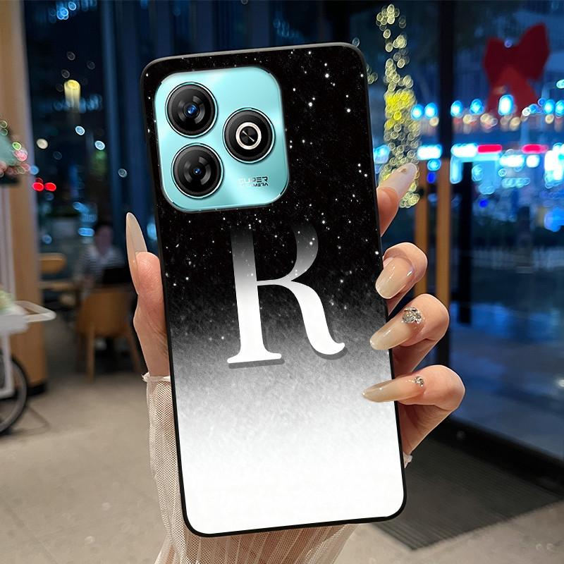 Lucky Letter Jelly Color Simple Phone Case For ZTE Blade A75 4G Soft Black Case ZTE Blade A75 4G Anti-scratch Cover