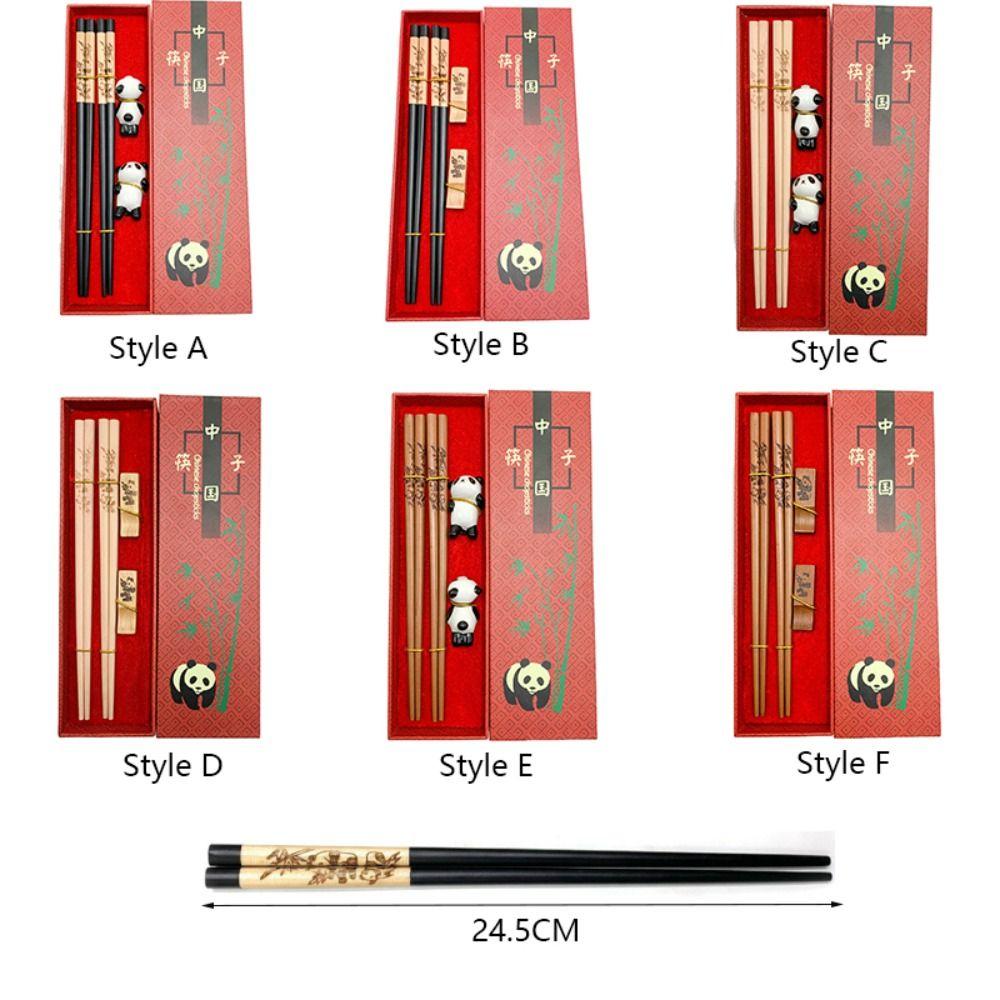 2 Pair With Chopstick Rest Panda Chopsticks Gift Set Non-slip Sushi Chopsticks  Noodle