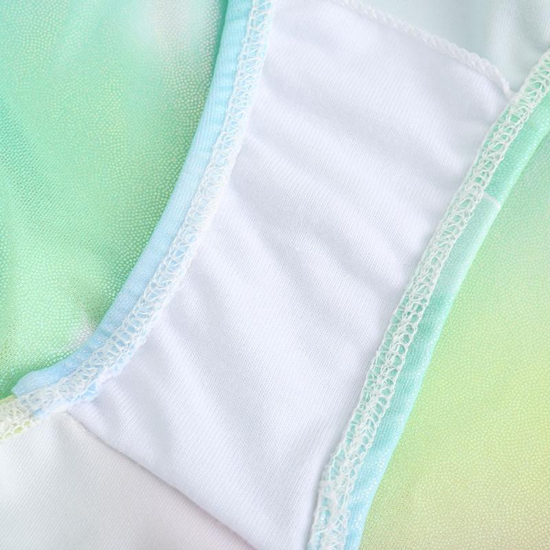 Дитяче балетне гімнастичне купальник з довгими рукавами для дівчаток з розтягнутим градієнтним принтом, блискучим танцювальним боді для дівчаток на 5-12 років