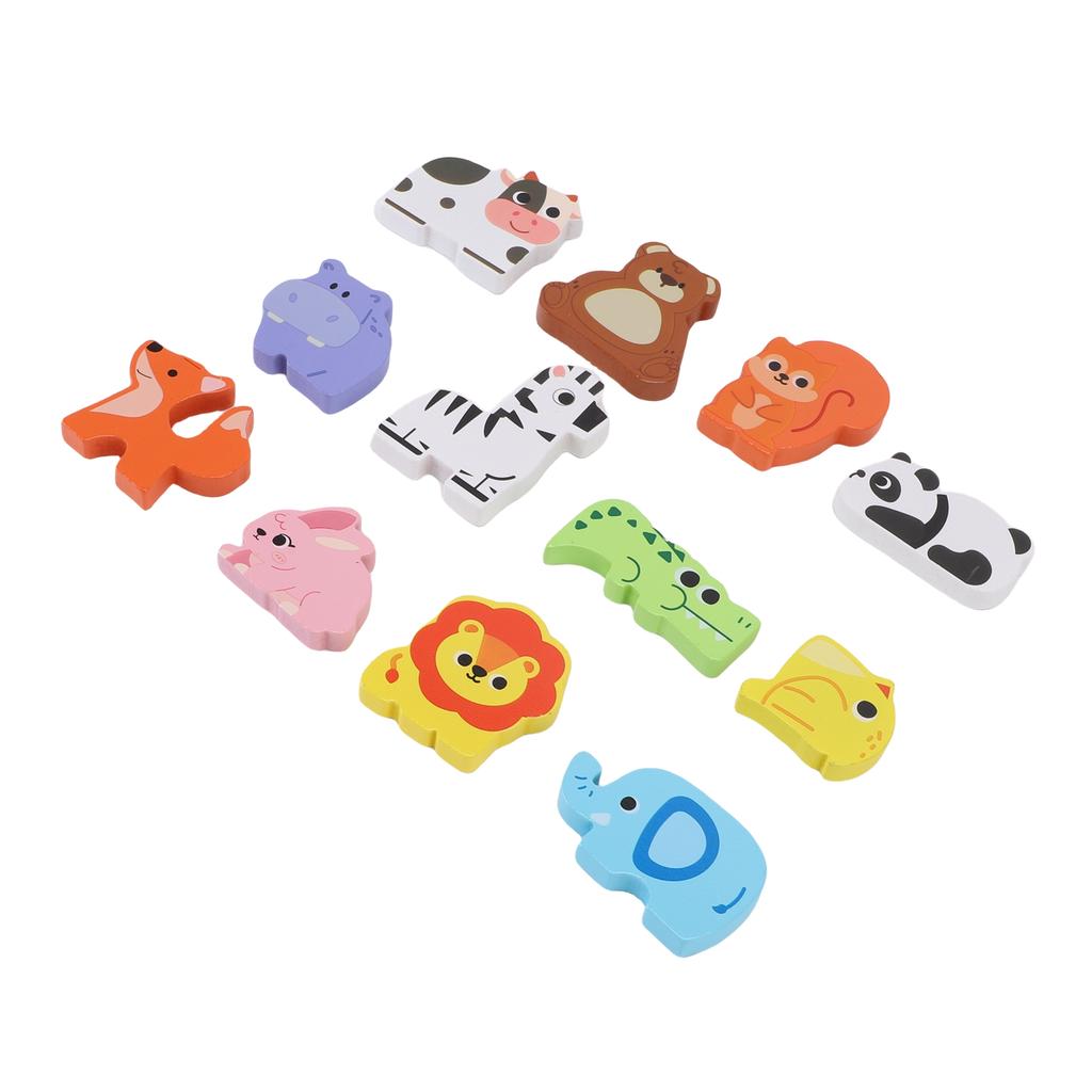 Wooden Puzzles Toys Educational Early Learning Wooden Matching Sorting Stacking Toys with Storage Box