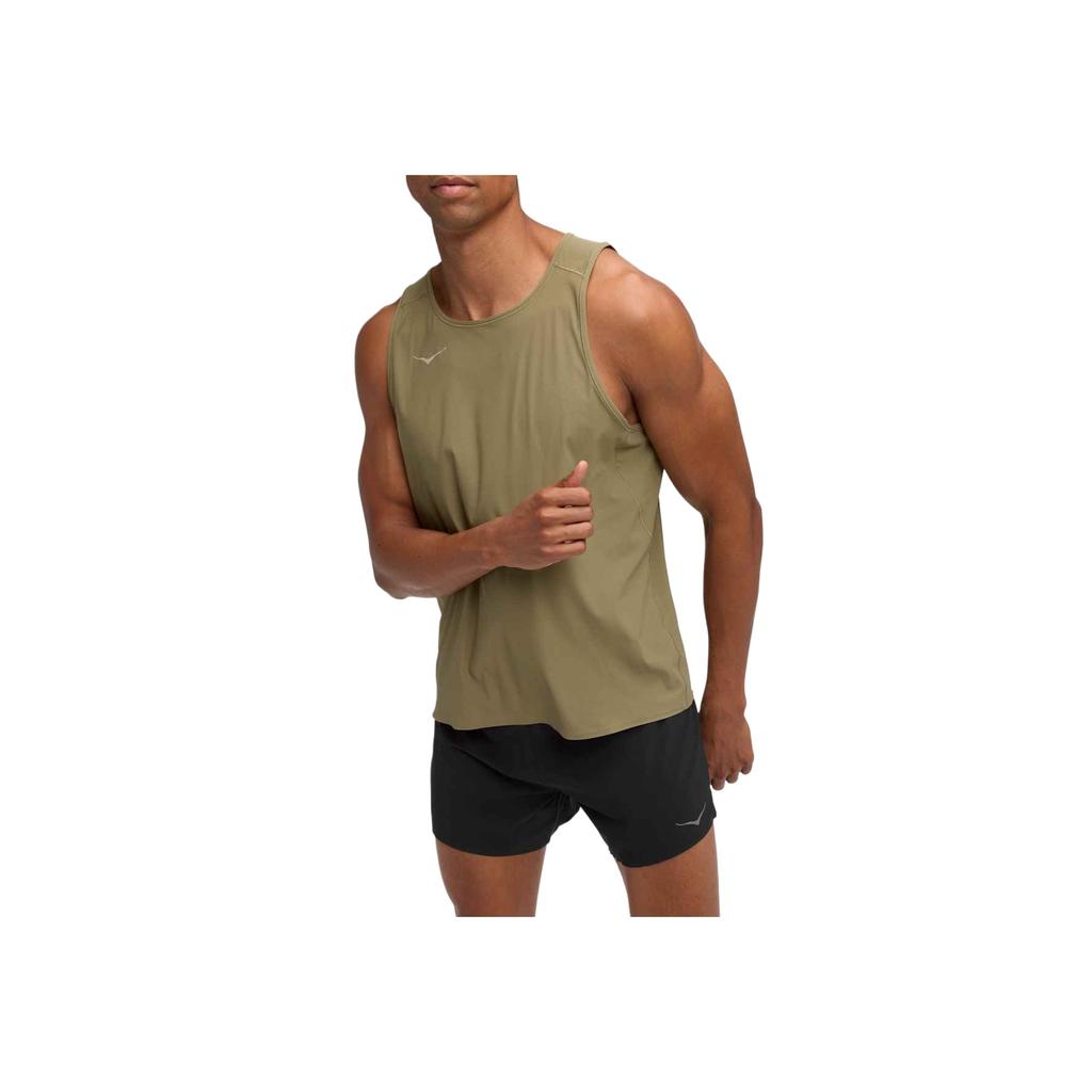 HOKA One One Comfortable Versatile Simple Solid Color Vest Men Tops Wild-Mushroom 1175770-WDMS