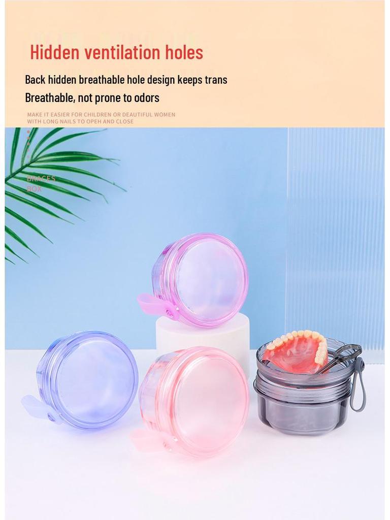 Large Capacity Denture Cleaning and Storage Box with Food Grade Retainer Soaking and Drain Feature