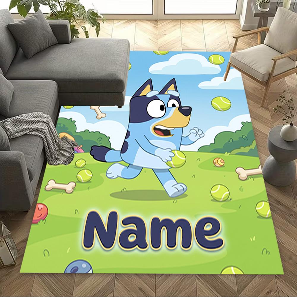 Bluey's Hug Adventure Personalized Text Area Rug Suitable for Decorate room Outdoor Game Room Kitchen Antislip Carpet Anime Office Decor