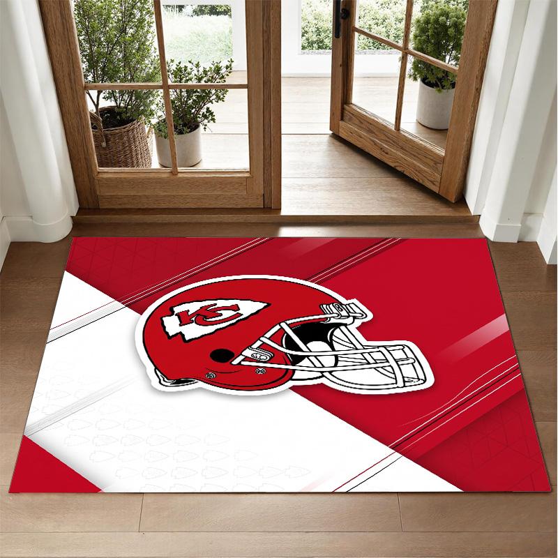 Kansas City Chiefs Design Crystal Velvet Rug Soft Decorative Mat for Bedroom Entrance