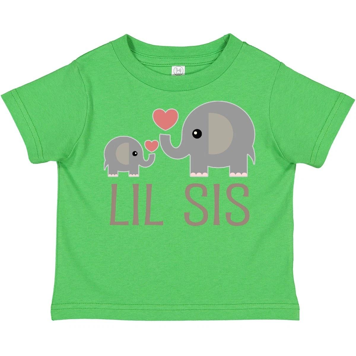 Inktastic Little Sister Elephant Toddler kids boys T-Shirt Lil Sis New Siblings Cute Child 150