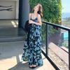 2026 Summer Blue Spaghetti Strap Beach Dress for Women