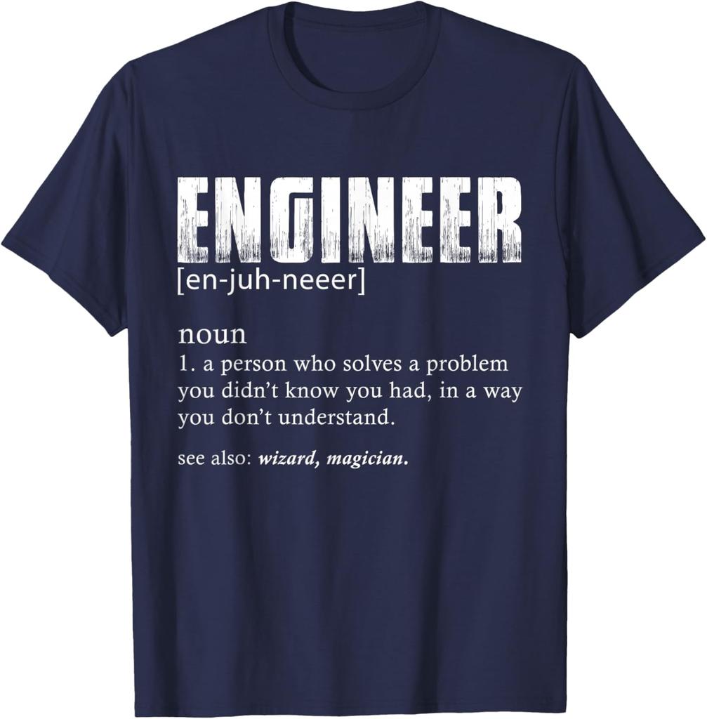 Engineer Definition Funny Noun T Shirt Soft Cotton Graphic Tee for Men Casual Sports