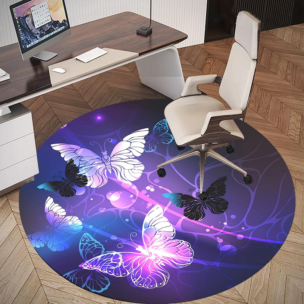 1 Stück Schmetterling Kreis Runde Stuhlmatte Teppich - Rutschfest, Bodenmatte für Büro, Schlafzimmer und Innenraumdekoration c1125189