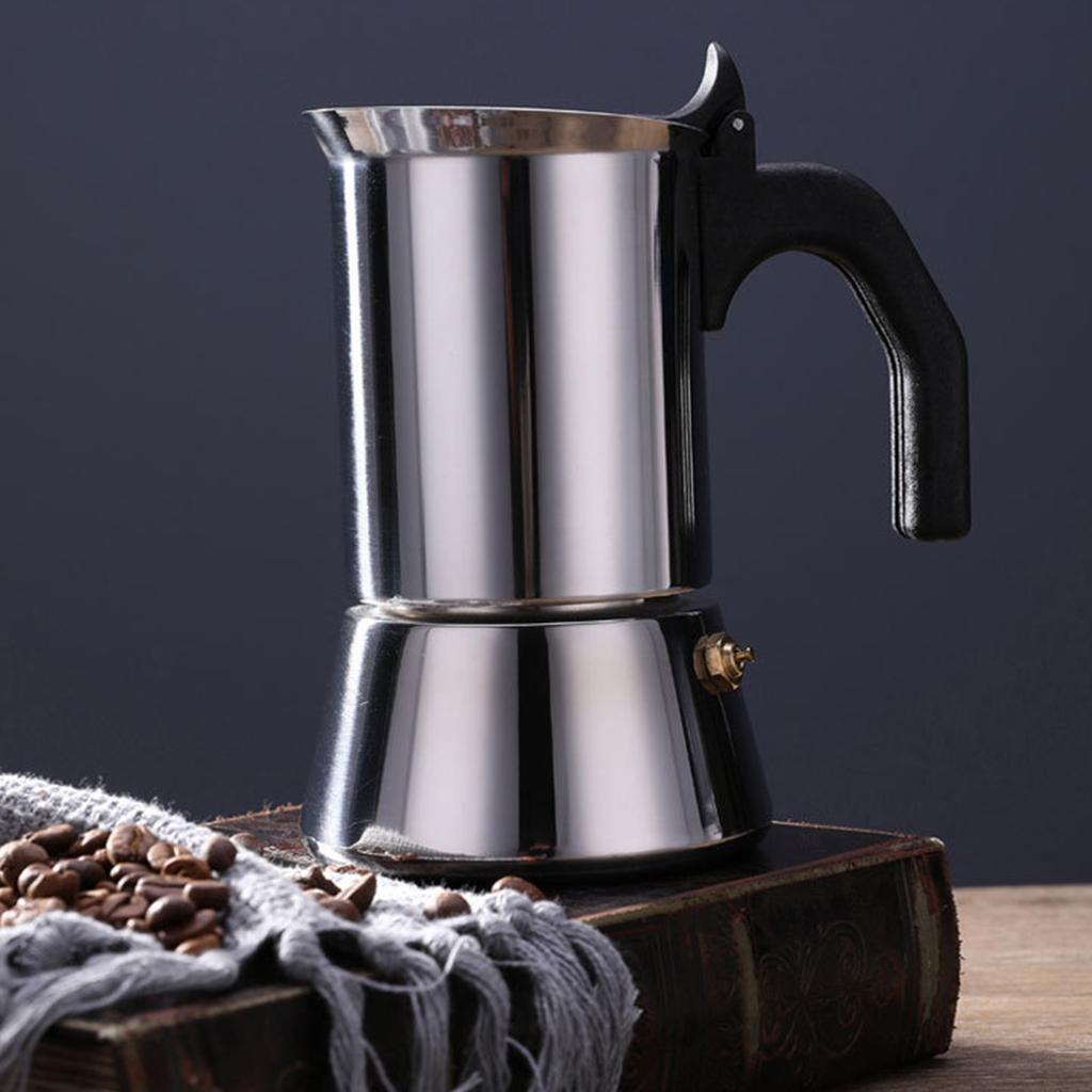 Moka Pot with Coffee Percolator Design Stainless Steel Stove Top Coffee Maker for Camping Home Use