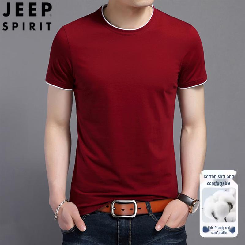 

JEEP SPIRIT Men s Pure Color Short-Sleeve Cotton T-Shirt XL
