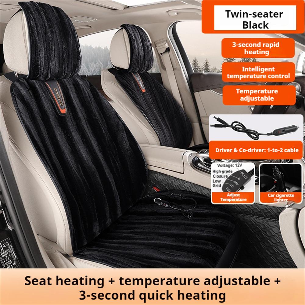 2PCS Car Seat Heating 12v Vehicle Heated Seat Cover Winter Fluffy Seat Cover Car Heater Cushion Pad Universal