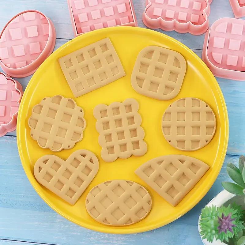 16pcs Classic Retro Waffle Cookie Molds Set Includes Cookies Cutters Confectionery Stamp Practical Baking Pastry Bakeware Tools