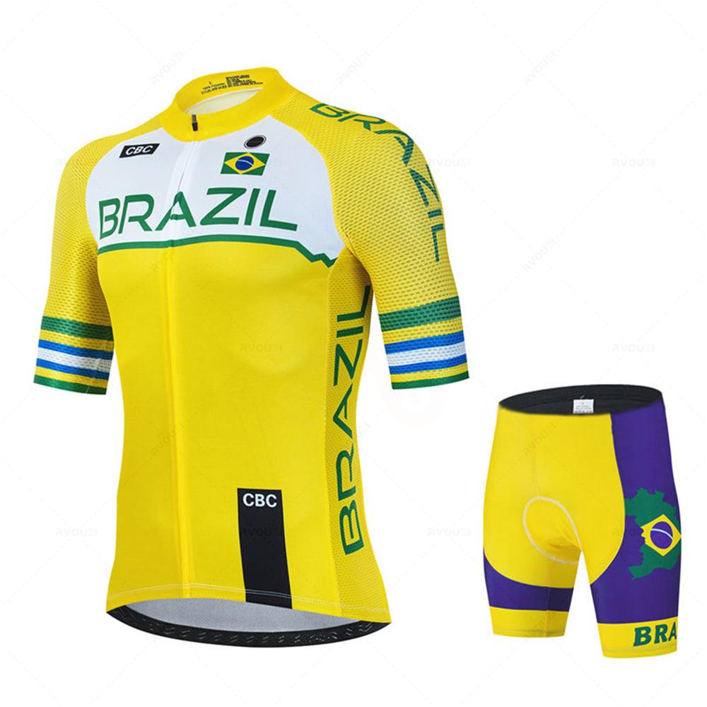 Set Maglia Ciclismo Estiva Team Brasile Abbigliamento Ciclismo MTB Abiti Bici Uniforme Maillot Ropa Ciclismo Tuta da Ciclismo Uomo