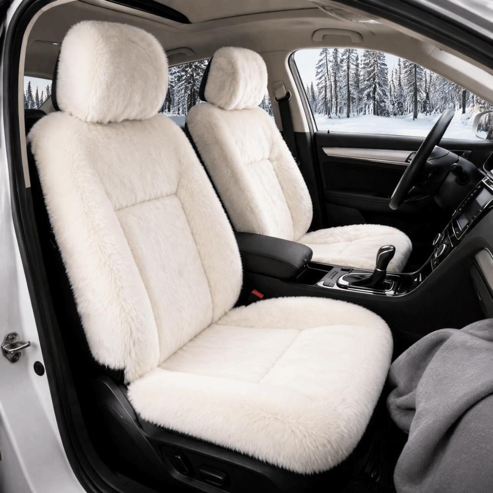 Solid‑color Winter Car Seat Cover Plush Surface Auto Seat Protector  Seat Renovation
