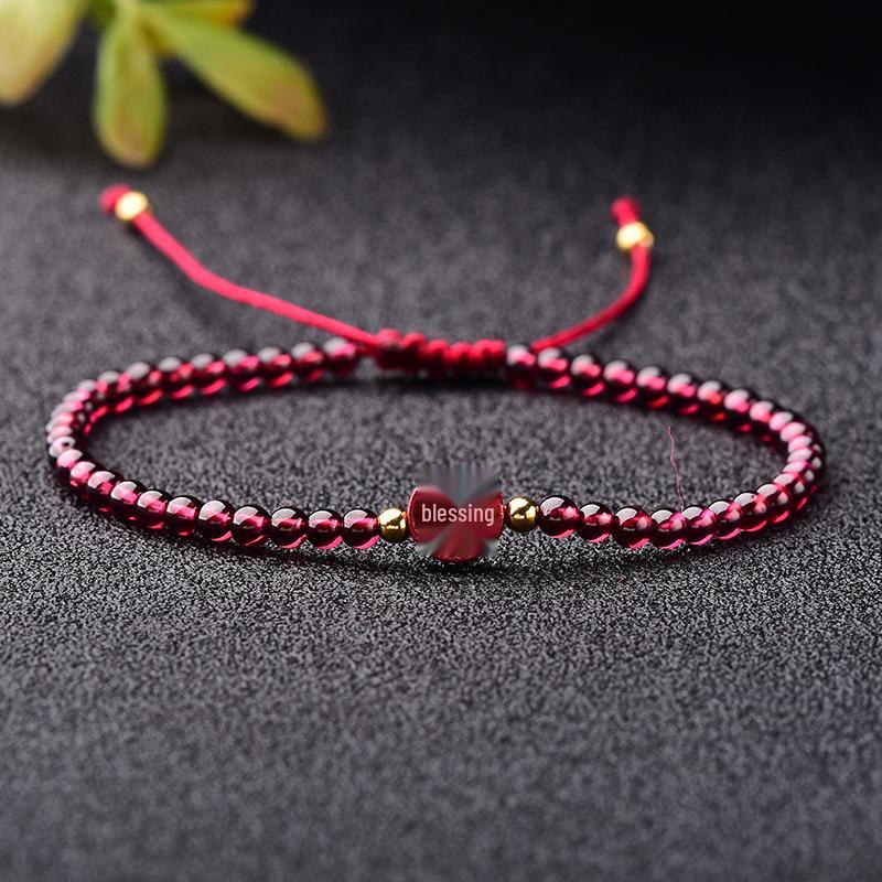 7A Natural Garnet Cinnabar Pi Xiu Women's Bracelet with Raw Ore Purple Gold Sand Elements