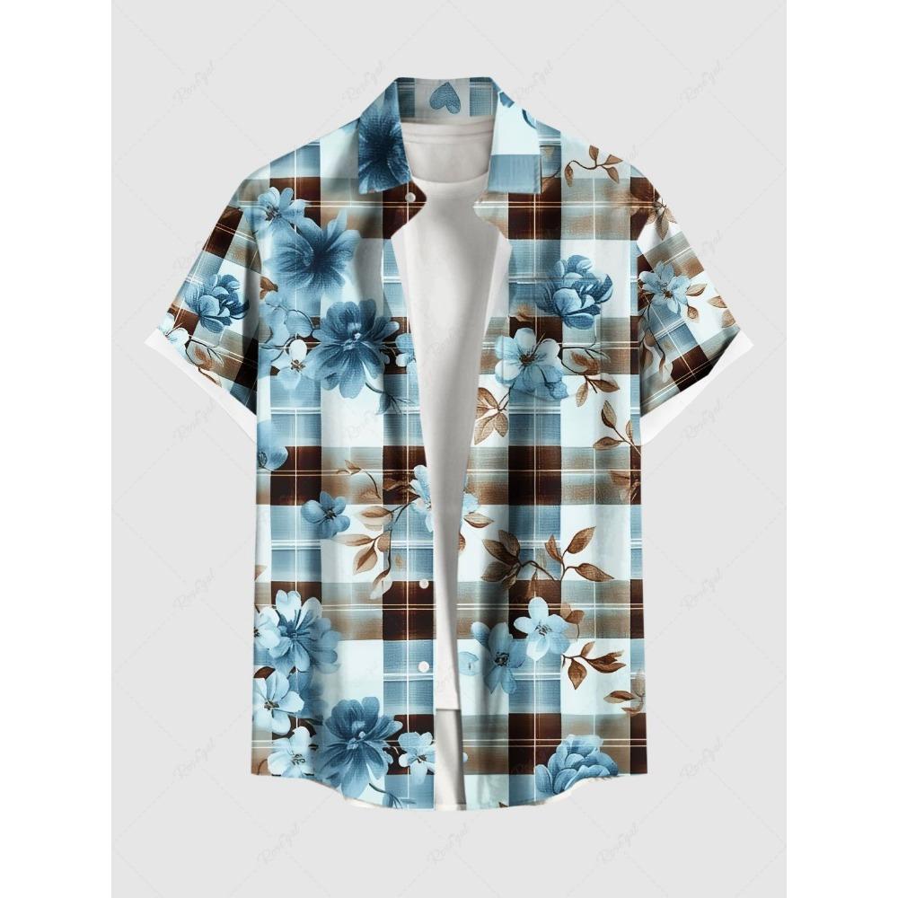 Summer Plus Size Men's Shirt 3D Print Hawaiian Shirts Button Up Beach n